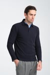 Erkek Regular Fit Polo Yaka Sweatshirt Waffle Desenli Kıvrılmaz Yaka