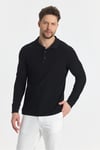 Erkek Regular Fit Polo Yaka Sweatshirt Waffle Desenli