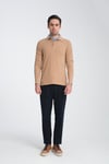 Erkek Regular Fit Polo Yaka Sweatshirt Waffle Desenli Kıvrılmaz Yaka