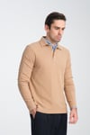 Erkek Regular Fit Polo Yaka Sweatshirt Waffle Desenli Kıvrılmaz Yaka