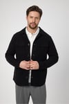 Erkek Siyah Slim Fit Baharlık Trenç Ceket Örme Esnek Kumaş Kapak Cepli Dar Kesim