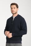 Erkek Slim Fit Dar Kesim Dik Yaka Uzun Fermuarlı Düz Hırka