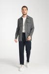 Erkek Slim Fit Kumaş Trençkot Mont Fermuarlı-Düğmeli