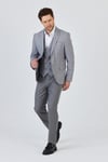 Facune Erkek Açık Gri Ceket+Pantolon+Yelek Çift Yırtmaçlı Slim Fit Takim Elbise