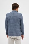 Facune Erkek Lacivert Ekose Kumaşlı Mono Yaka Spor Blazer Ceket