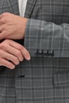 Facune Erkek Siyah-Gri Ekose Kumaşlı Mono Yaka Spor Blazer Ceket