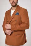 Fatuse Erkek Camel Kruvaze 6 Adet Metal Düğmeli 4 Mevsim Blazer Ceket