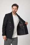 Fatuse Erkek Siyah Kruvaze 6 Adet Metal Düğmeli 4 Mevsim Blazer Ceket