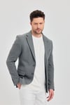 Fedeli Erkek Gri Pamuk Karışımlı Esneyen Kumaşlı Slim Fit Spor Blazer Ceket