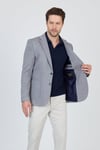 Feniks Erkek Koyu Lacivert Yarım Astar Torba Cepli Pamuk Karışımlı Likralı SlimFit Spor Blazer Ceket