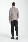 Ferruci Erkek Siyah - Bordo Ekose Slim Fit Dar Kesim Mono Yaka Spor Blazer Ceket