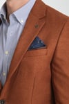 Fevual Erkek Bronz Mono Yaka Diagonel Desenli Slim Fit Blazer Spor Ceket
