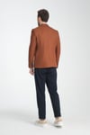 Fevual Erkek Bronz Mono Yaka Diagonel Desenli Slim Fit Blazer Spor Ceket