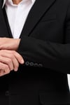Fevual Erkek Siyah Slim Fit Kalın Düz Mono Yaka Çift Yırtmaçlı Astarlı Takim Elbise