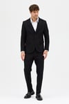 Fevual Erkek Siyah Slim Fit Kalın Düz Mono Yaka Çift Yırtmaçlı Astarlı Takim Elbise