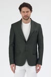 Fevual Erkek Yeşil Mono Yaka Diagonel Desenli Slim Fit Blazer Spor Ceket