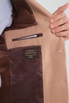Fevuall Erkek Bej Diagonel Desenli Battal Büyük Beden Mono Yaka Dar Kesim Blazer Spor Ceket
