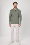 Fonte Erkek Yeşil %100 Pamuk Pike Örme Esnek Kumaş Dar Kesim Uzun Kol Polo Tişört