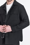 Forex Erkek Siyah Likralı Yün Karışımlı Kumaşlı 2'li Overshirt Ceket+Jogger Lastikli Pantolon