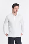 Frank Erkek Beyaz %100 Pamuk Pike Örme Esneyen Kumaş Slim Fit Dar Kesim Uzun Kol Polo Tişört