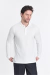 Frank Erkek Beyaz %100 Pamuk Pike Örme Esneyen Kumaş Slim Fit Dar Kesim Uzun Kol Polo Tişört