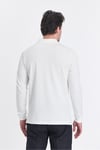 Frank Erkek Beyaz %100 Pamuk Pike Örme Esneyen Kumaş Slim Fit Dar Kesim Uzun Kol Polo Tişört