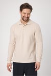 Frank Erkek Ekru %100 Pamuk Pike Örme Esneyen Kumaş Slim Fit Dar Kesim Uzun Kol Polo Tişört