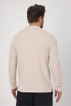 Frank Erkek Ekru %100 Pamuk Pike Örme Esneyen Kumaş Slim Fit Dar Kesim Uzun Kol Polo Tişört
