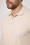 Frank Erkek Ekru %100 Pamuk Pike Örme Esneyen Kumaş Slim Fit Dar Kesim Uzun Kol Polo Tişört