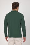 Frank Erkek Yeşil %100 Pamuk Pike Örme Esneyen Kumaş Slim Fit Dar Kesim Uzun Kol Polo Tişört
