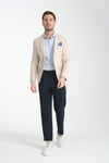 Galdino Erkek Bej Kendinden Desenli Slim Fit Mono Yaka Spor Blazer Ceket