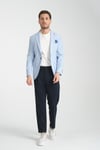 Galdino Erkek Buz Mavi Kendinden Desenli Slim Fit Mono Yaka Spor Blazer Ceket