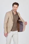 Gerardo Erkek Camel Ekose Dokulu Poliviskon Kumaş Dar Kesim Slim Fit Spor Blazer Ceket