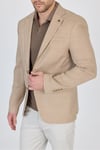 Gerardo Erkek Camel Ekose Dokulu Poliviskon Kumaş Dar Kesim Slim Fit Spor Blazer Ceket