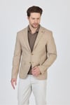 Gerardo Erkek Camel Ekose Dokulu Poliviskon Kumaş Dar Kesim Slim Fit Spor Blazer Ceket