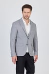 Gerardo Erkek Gri Ekose Dokulu Poliviskon Kumaş Dar Kesim Slim Fit Spor Blazer Ceket