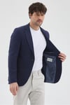 Giove Dirsekli Erkek Lacivert Pamuklu Keten Karışımlı Slim Fit İlkbahar-Yazlık Spor Blazer Ceket