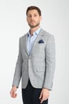 Girado Erkek Açık Gri Ekose Slim Fit Mono Yaka Spor Blazer Ceket