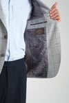 Girado Erkek Açık Gri Ekose Slim Fit Mono Yaka Spor Blazer Ceket