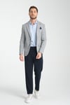 Girado Erkek Açık Gri Ekose Slim Fit Mono Yaka Spor Blazer Ceket