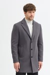Grande Erkek Grey Ceket Yaka Slim Fit Kaşe Kaban