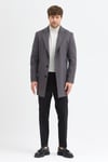 Grande Erkek Grey Ceket Yaka Slim Fit Kaşe Kaban