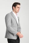 Grande Erkek Gri Kaşe Kumaşlı Mono Yaka Slim Fit Spor Blazer Ceket