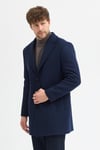 Grande Erkek Lacivert Ceket Yaka Slim Fit Kaşe Kaban
