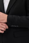 Haldey Erkek Siyah Poliviskon Kumaşlı Mono Yaka Kapak Cepli Yarım Astar Slim Fit 2'li Takım Elbise