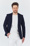 İtolo Erkek Lacivert Likralı Esnek Kumaşlı Slim Fit Spor Blazer Ceket