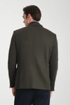 Jasino Erkek Lacivert Pamuklu Likralı Slim Fit Örme Esneyen Mono Yaka Blazer Ceket