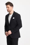 Jasino Erkek Siyah Pamuklu Likralı Slim Fit Örme Esneyen Mono Yaka Blazer Ceket