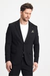 Jasinoo Erkek Battal Büyük Beden Siyah Regular Fit Pamuk Karışımlı Likralı Blazer Ceket