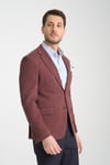 Jasto Erkek Bordo Kendinden Desenli Örme Kumaş Slim Fit Dar Kesim Blazer Ceket